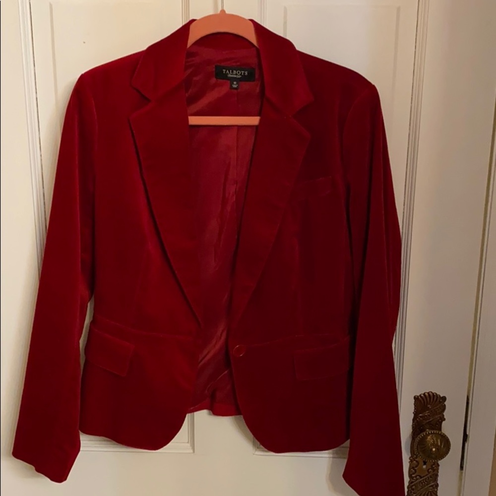 Talbots Red velvet blazer